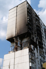 Damages after gas explosion in an apartment house. Building with gas stoves