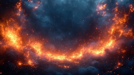 Obraz premium A vibrant cosmic scene filled with glowing particles and a smoky background