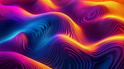 Abstract 3D Wavy Pattern with Multicolored Lines