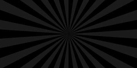 Seamless retro black and gray sunrise stripe sunburst texture design. comic or cartoon concept background with blank space design. Vector abstract rays sunburst backdrop banner wallpaper background.