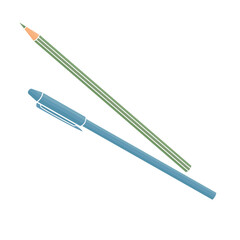 capped pen and pencil color vector illustration