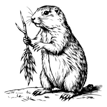 recommend clip art: Groundhog, cute animal on white background. Groundhog Day