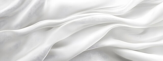 Obraz premium Abstract white silk background with wavy folds of fabric, elegant wallpaper for design or presentation