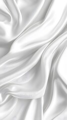 Fototapeta premium Abstract white silk background with wavy folds of fabric, elegant wallpaper for design or presentation