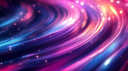 Abstract Swirling Light Trails with Glowing Dots