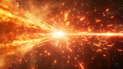 Fototapeta premium Explosive Particle Beam Burst in Cosmic Vibrant Inferno