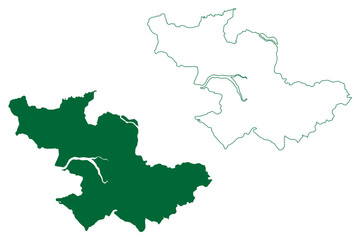 Jajpur district (Odisha State, Republic of India) map vector illustration, scribble sketch Jajpur map