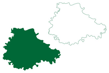 Jalaun district (Uttar Pradesh State, Republic of India) map vector illustration, scribble sketch Jalaun map