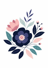 Florals and botanicals in water colors style design vector art illustration