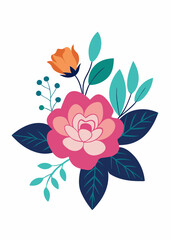 Fototapeta premium Florals and botanicals in water colors style design vector art illustration