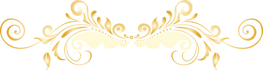 A decorative golden swirl design, suitable for invitations or elegant designs.