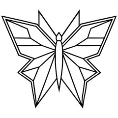 A stylized, geometric butterfly with angular wings