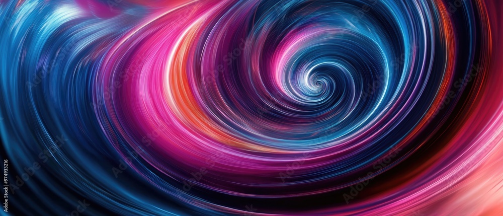 Poster abstract dynamic background featuring colorful lighting effects and spiral fractal art