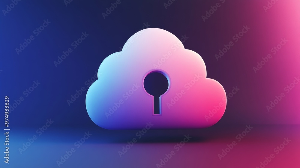 Poster 3d cloud with keyhole in gradient light