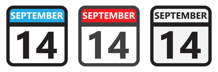 September 14 calendar flat icon