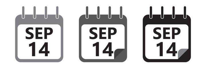 September 14 calendar flat icon
