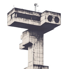 Brutalist Architecture Collage Elements - Transparent Background, Generative AI