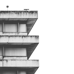 Brutalist Architecture Collage Elements - Transparent Background, Generative AI