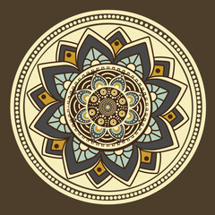 A decorative mandala design featuring intricate patterns and colors, symbolizing harmony and balance.