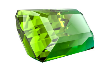 Green Emerald, cut emerald. 3D rendering isolated on transparent background