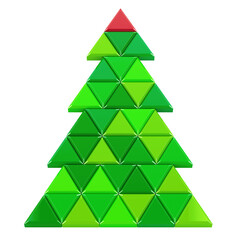 Abstract Christmas Tree, green color. 3D rendering isolated on transparent background