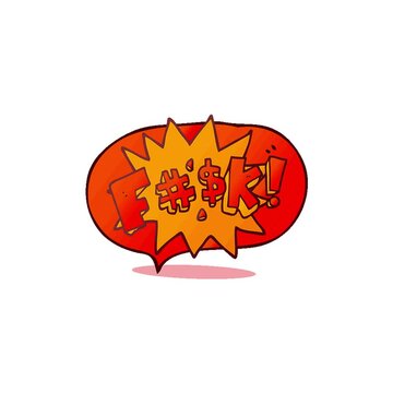 freehand drawn speech bubble cartoon swearword