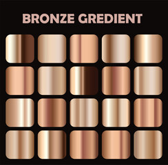 Collection of bronze metallic gradient vector illustration