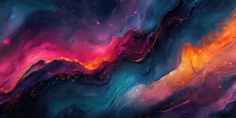 Abstract colorful background with swirling shapes and vibrant hues, creating a dreamy, ethereal atmosphere.
