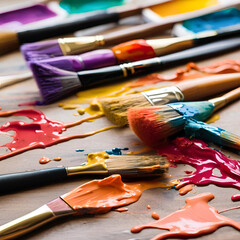 Fototapeta premium brushes and paints