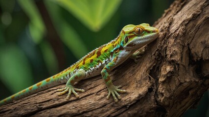 Fototapeta premium Lebensechte Tierfotografie: Makroaufnahme eines exotischen Geckos in freier Natur