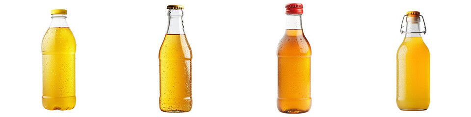 set of A bottle of apple juice, bottle of apple juice, apple, bottle, apple juice, apple juice in a bottle, a bottle of juice, apple juice, apple juice in a bottle, on a transparent backgrounds