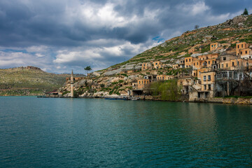 Naklejka premium The Sunken Savasan Village view in Sanliurfa Province of Turkey
