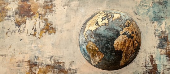 Distinctive globe depicted through mixed media techniques
