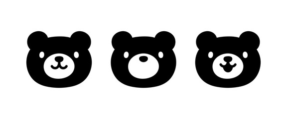 Bear icon. Vector bear head icon set.