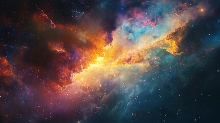 Cosmic Nebula with Vivid Colors and Scattered Stars