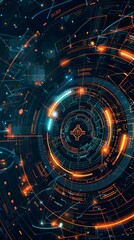 Fototapeta premium Futuristic Digital Space Interface with Cosmic Energy and Glowing Orbs