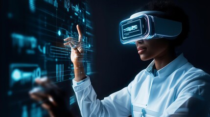 Holographic AI assistant providing augmented reality repair instructions, holographic AI assistant, tech support