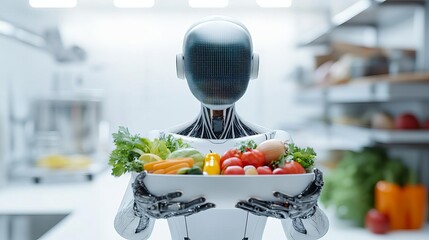 Holographic AI assistant assisting with meal planning and nutrition advice, holographic AI assistant, dietary planning