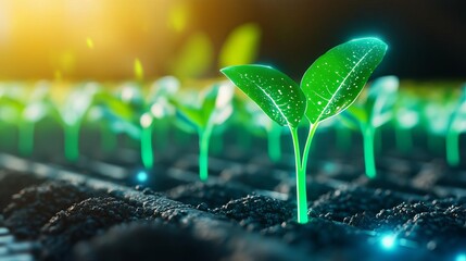 Holographic AI assistant projecting agricultural growth trends for farmers, holographic AI assistant, crop management