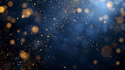 Magic night dark blue frames with sparkling glitter bokeh and light art.