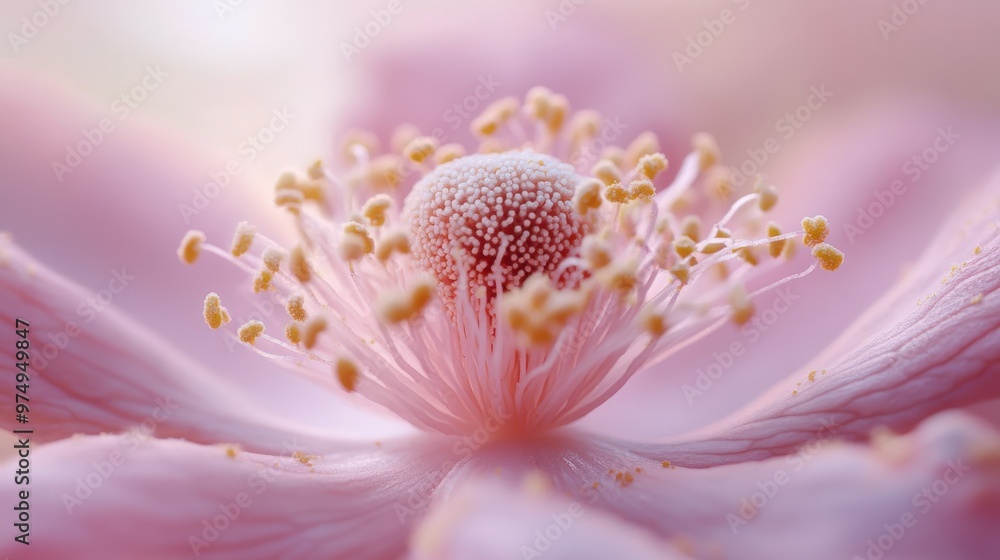 Wall mural Close-Up of a Delicate Pink Flower's Center