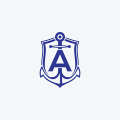 Anchor With Letter A Logo Design