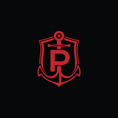 Anchor With Letter P Logo Design