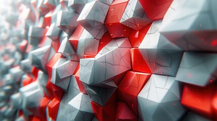 Dynamic Red and White Geometric Background with Moving Elements
