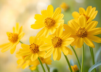 Naklejka premium Sunflowers Yellowish Background 