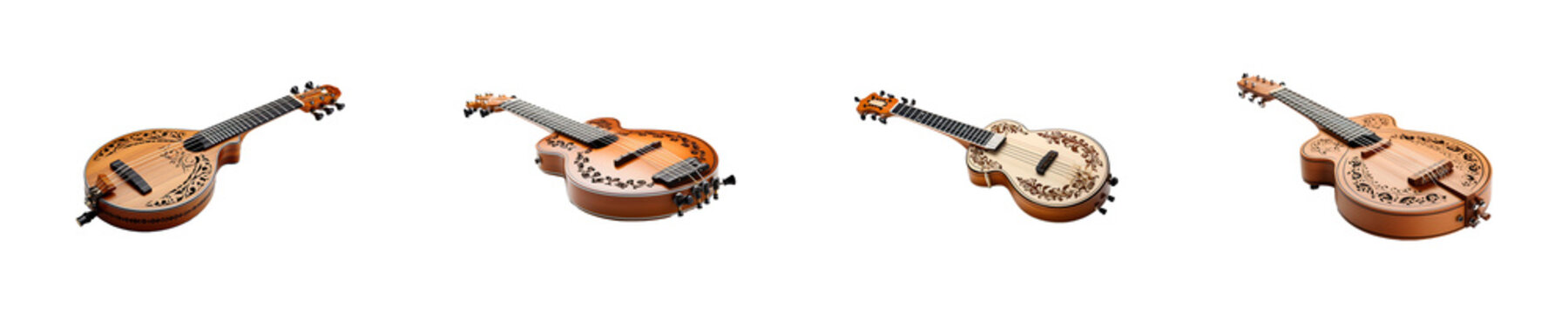 Set, collection of Sarod isolated on transparent background.