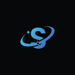 Futuristic S Logo with Space Swoosh and Star  Technology and Innovation Design, S tech logo design