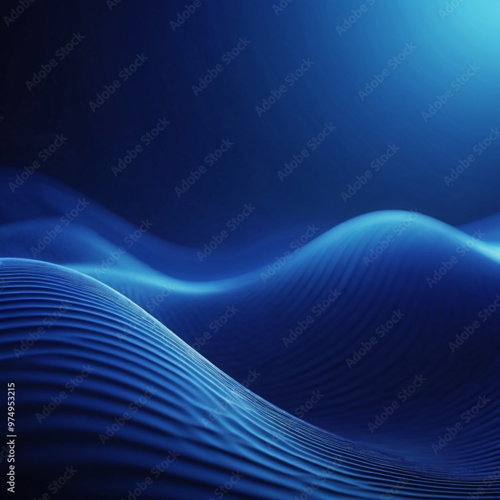 Poster flowing 3d blue waves create an abstract representation of fluid dynamics, evoking calmness and dept