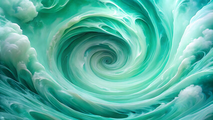 Serene Mint Green and Seafoam Blue Swirl A Calm and Fluid Abstract Composition