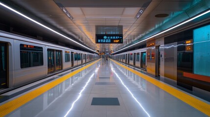 Shenzhen,China. 11/7/2020 Shenzhen Metro Line 3 Futian Bonded Area Station